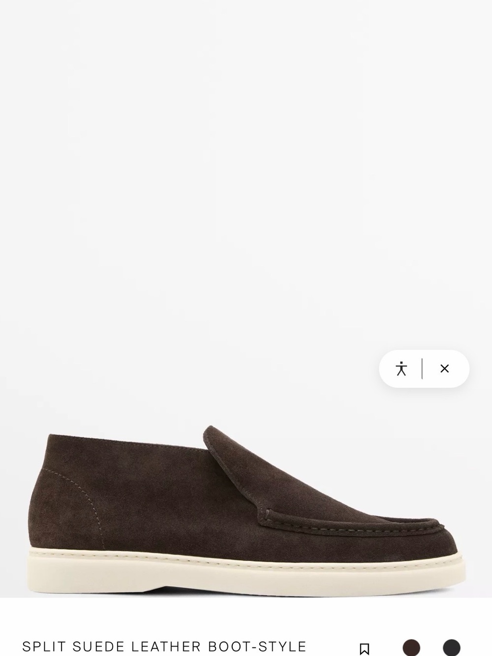 Massimo Dutti Dark Brown Suede leather boot style loafer